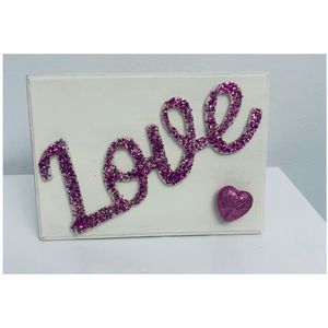 Valentine’s Day Love Wood Sign with Glitter 5x7
